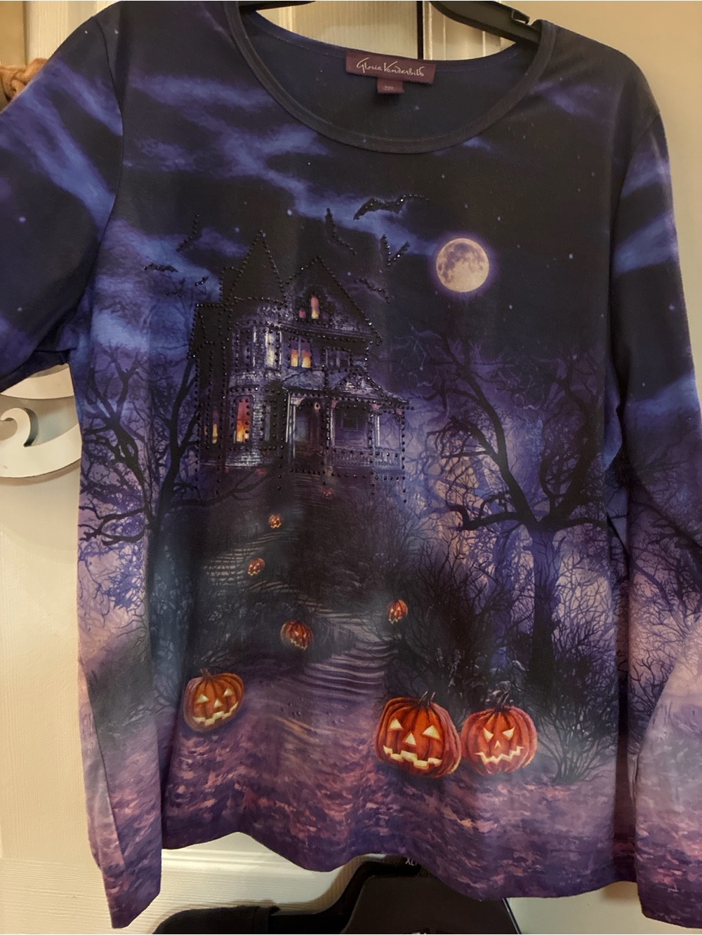 Gloria Vanderbilt Purple Navy Fall/Halloween Top